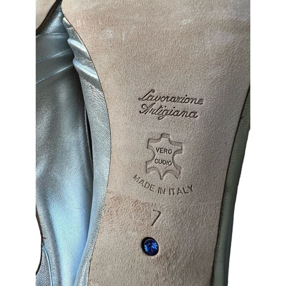 SOMETHING BLEU SILVER HEELS SIZE 7 - Picture 9 of 10